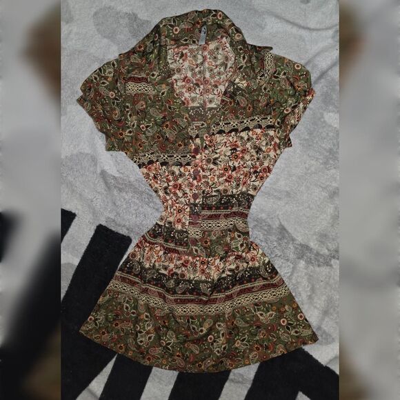 Vintage Y2K/90s ING Patchwork Floral & Paisley Tunic Top - Picture 1 of 3